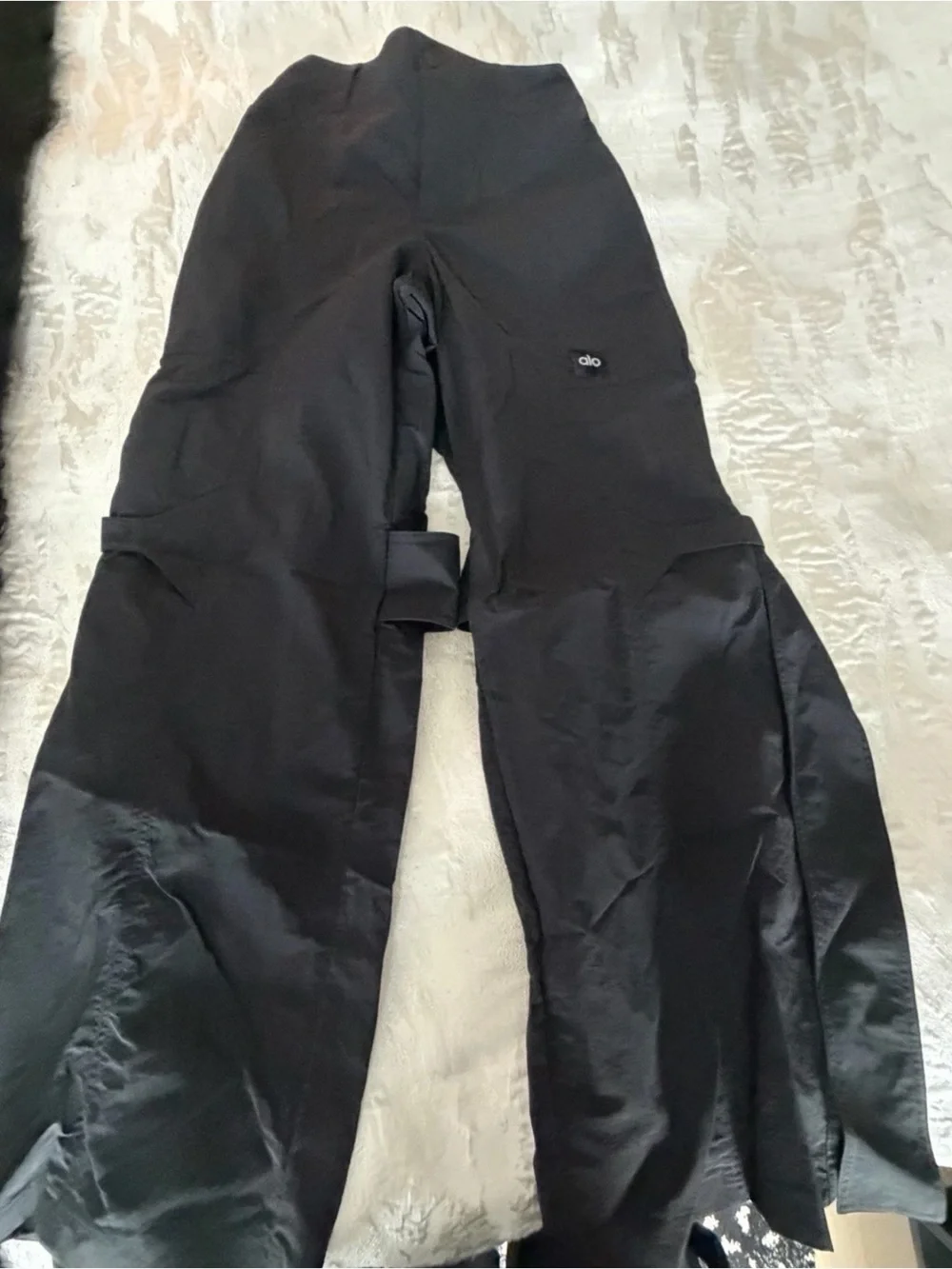 ALO Yoga Black High Waisted Voyager Wide-Leg Trouser